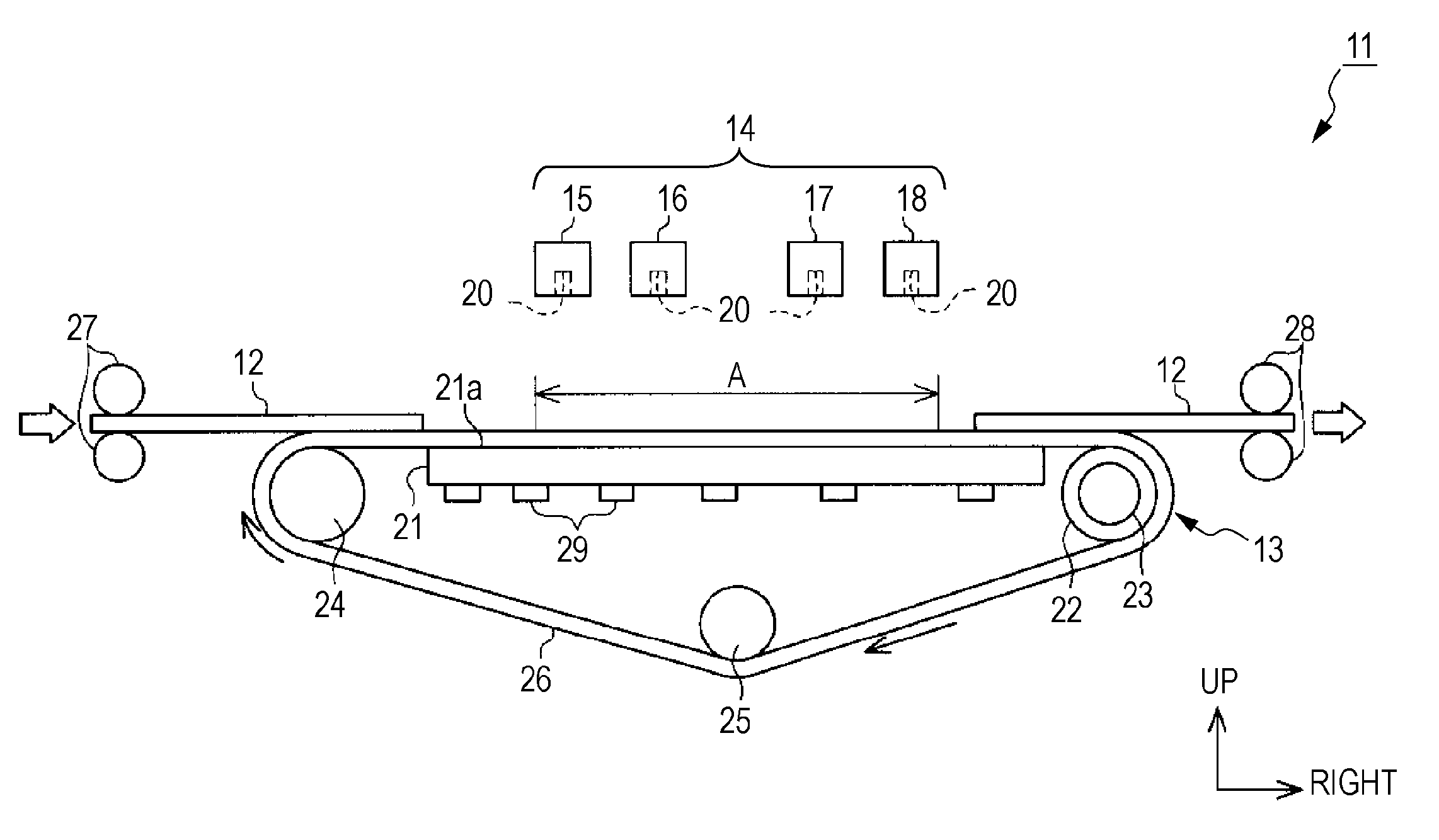 Printing apparatus, target transport device, and target transport method