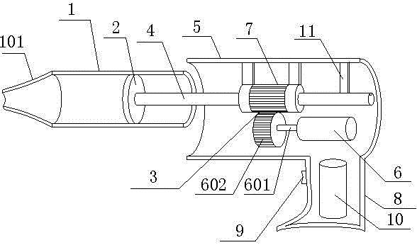 Caulking gun with replaceable mouth for building construction