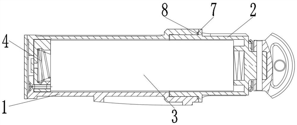 Novel anti-power-off single-tube battery tube cover for sighting telescope