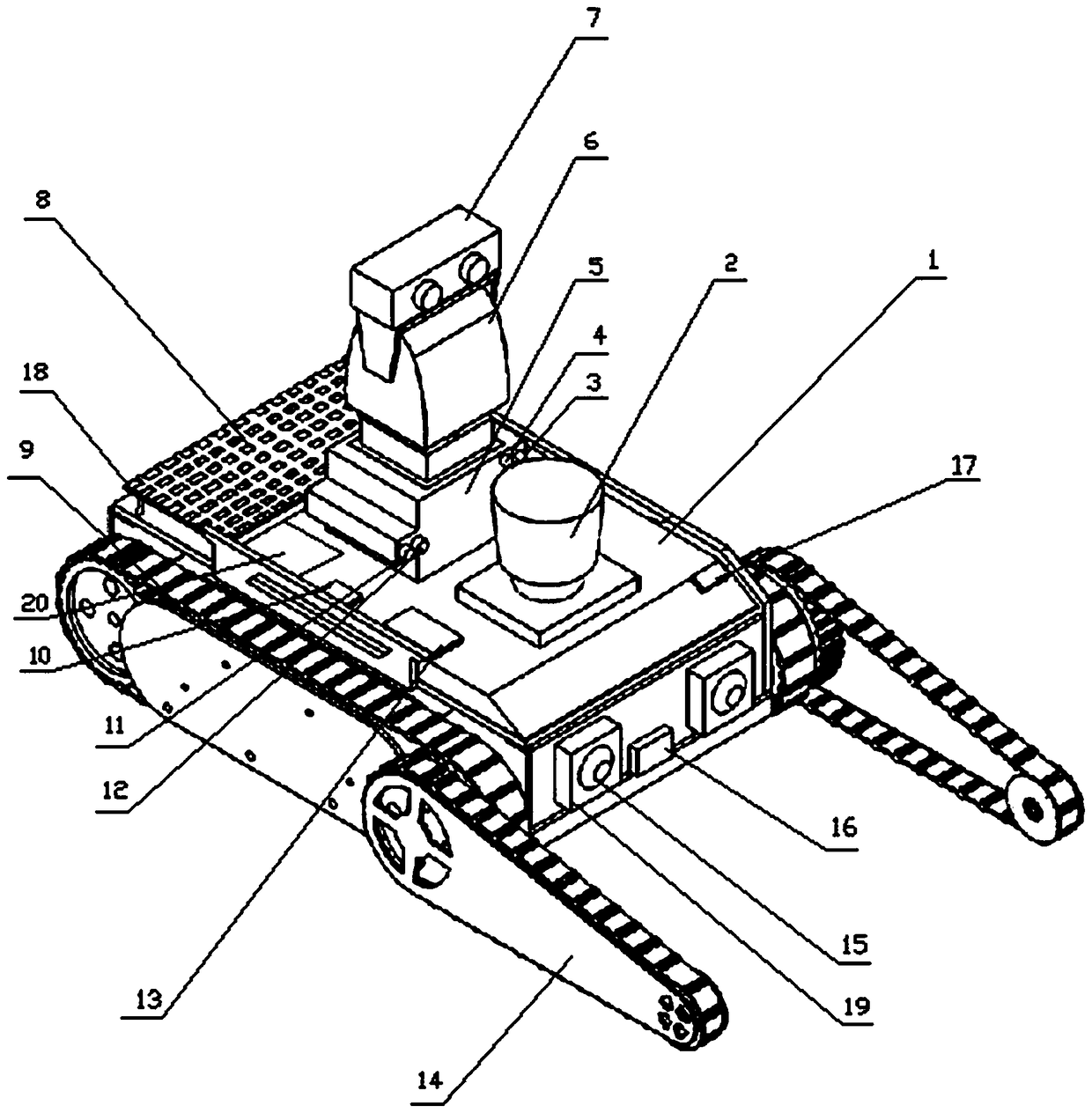 Automatic obstacle crossing system of crawler-type transformer substation inspection robot and automatic obstacle crossing control method