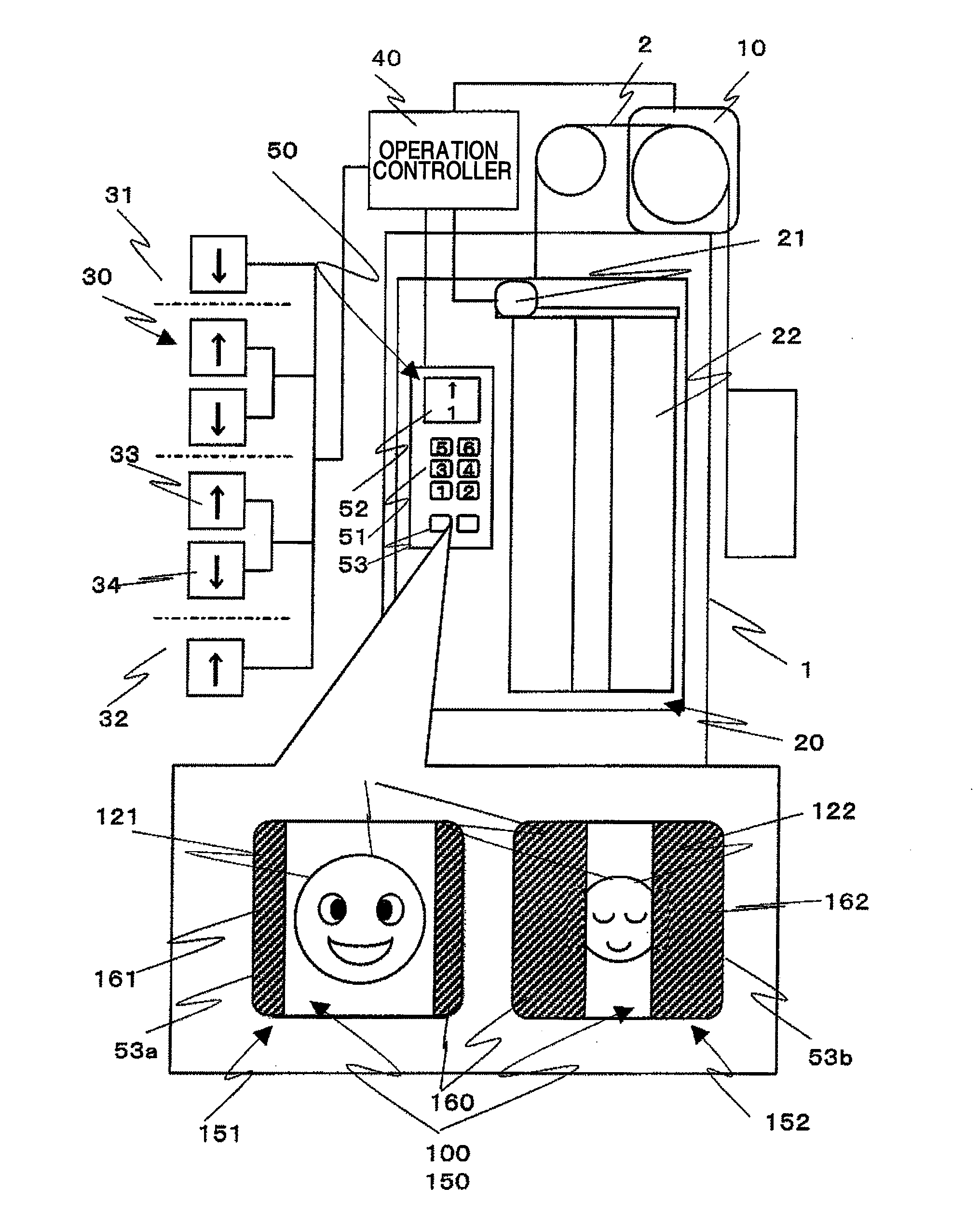 Operation device and elevator apparatus with operation device