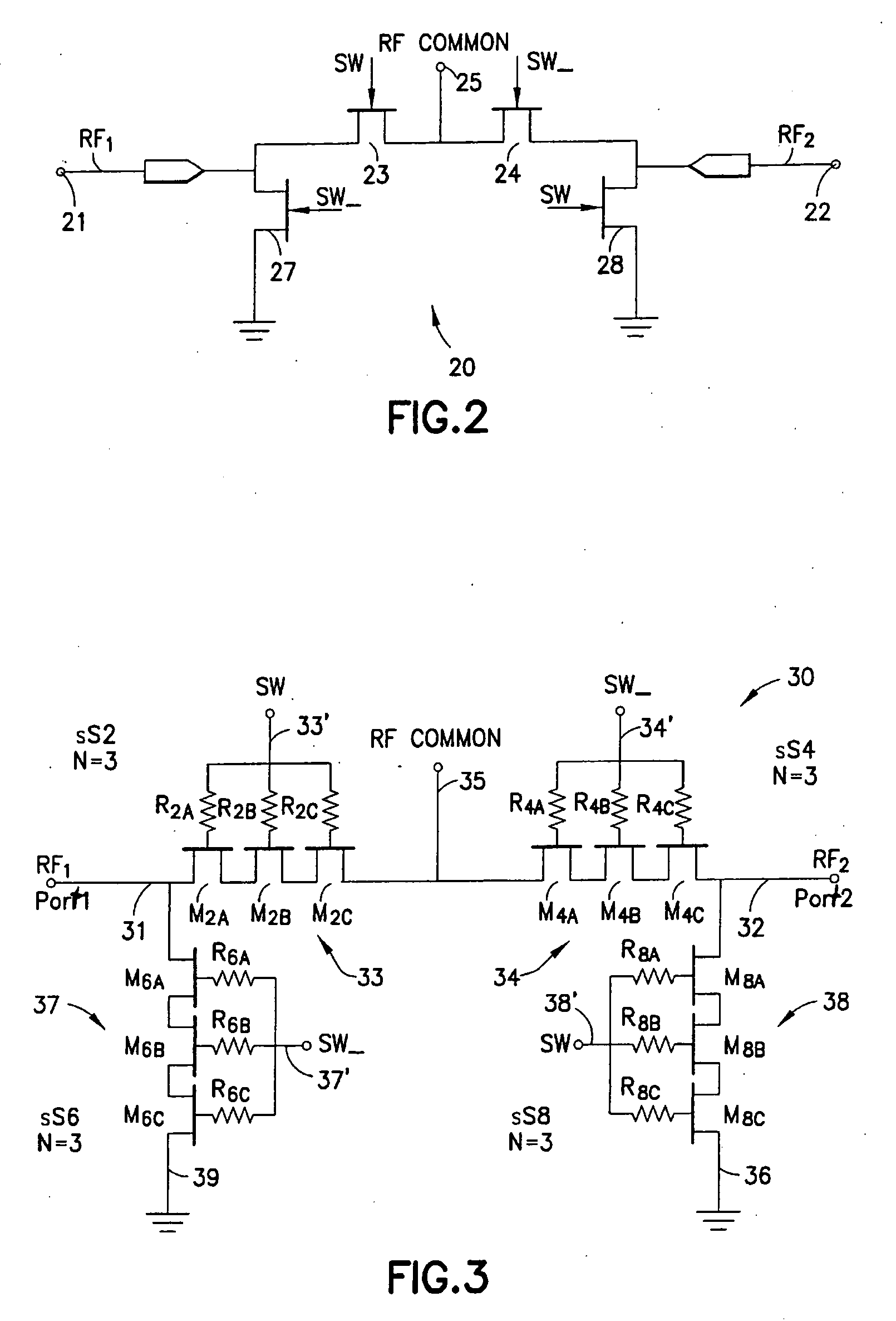 Canceling harmonics in semiconductor RF switches