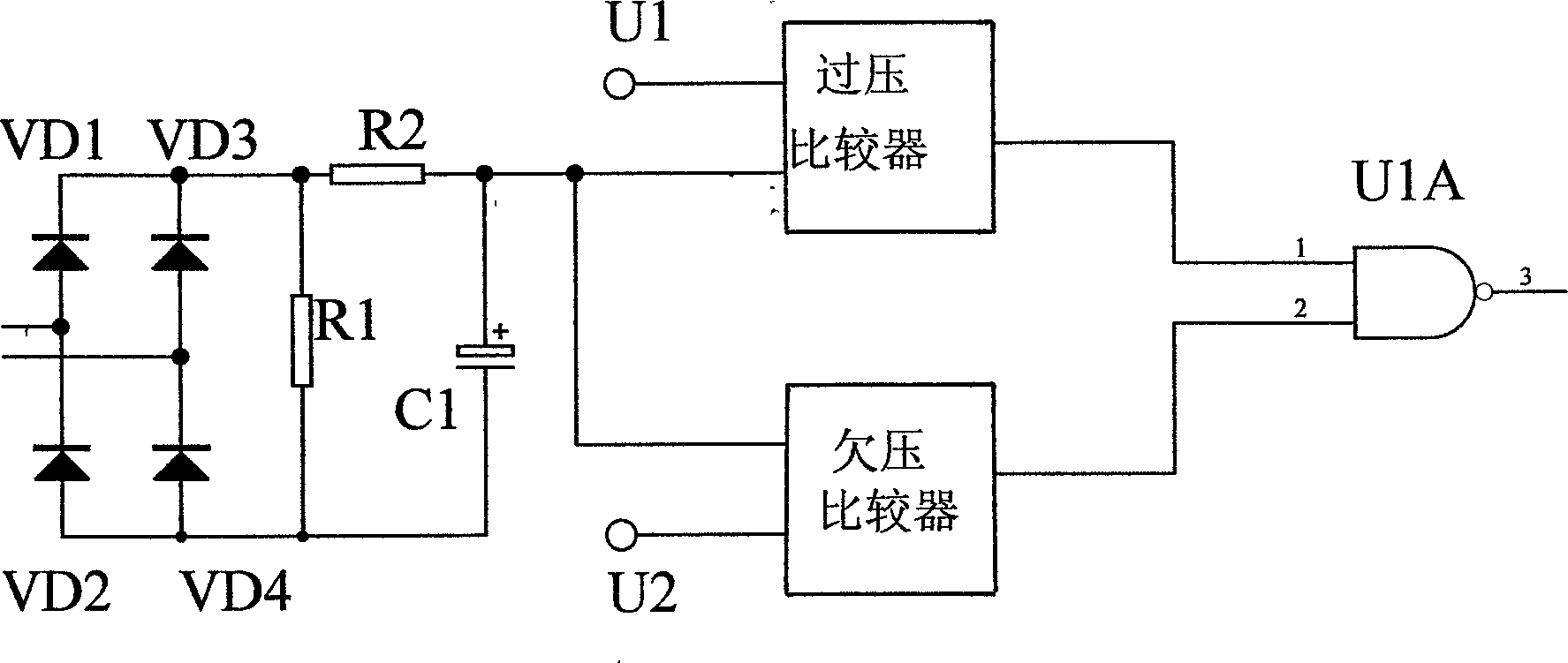 AC voltage under-voltage detecting circuit