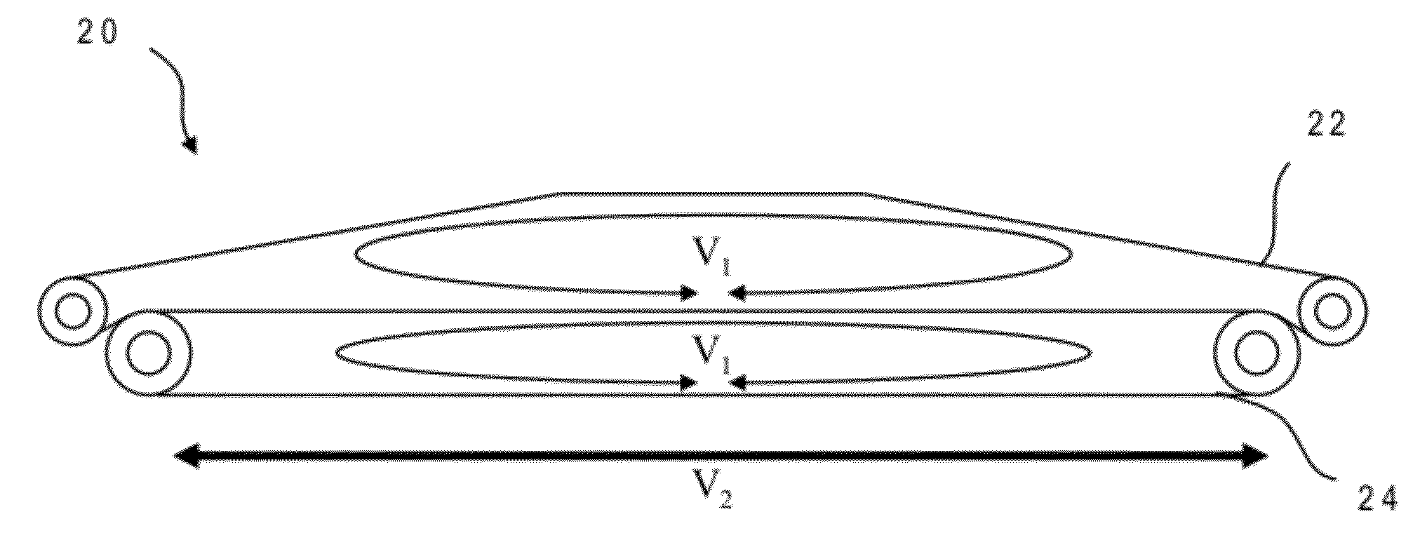 Patient transfer device with differential belt-table speed control