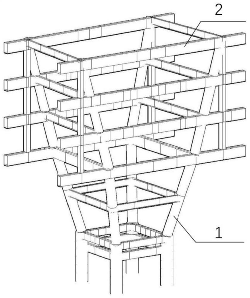 Construction method for large-dip-angle giant steel pipe column core tube penetrating through basement top plate