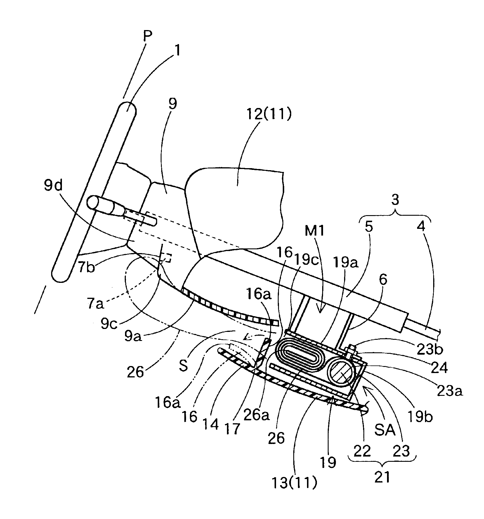 Air bag device for knee protection