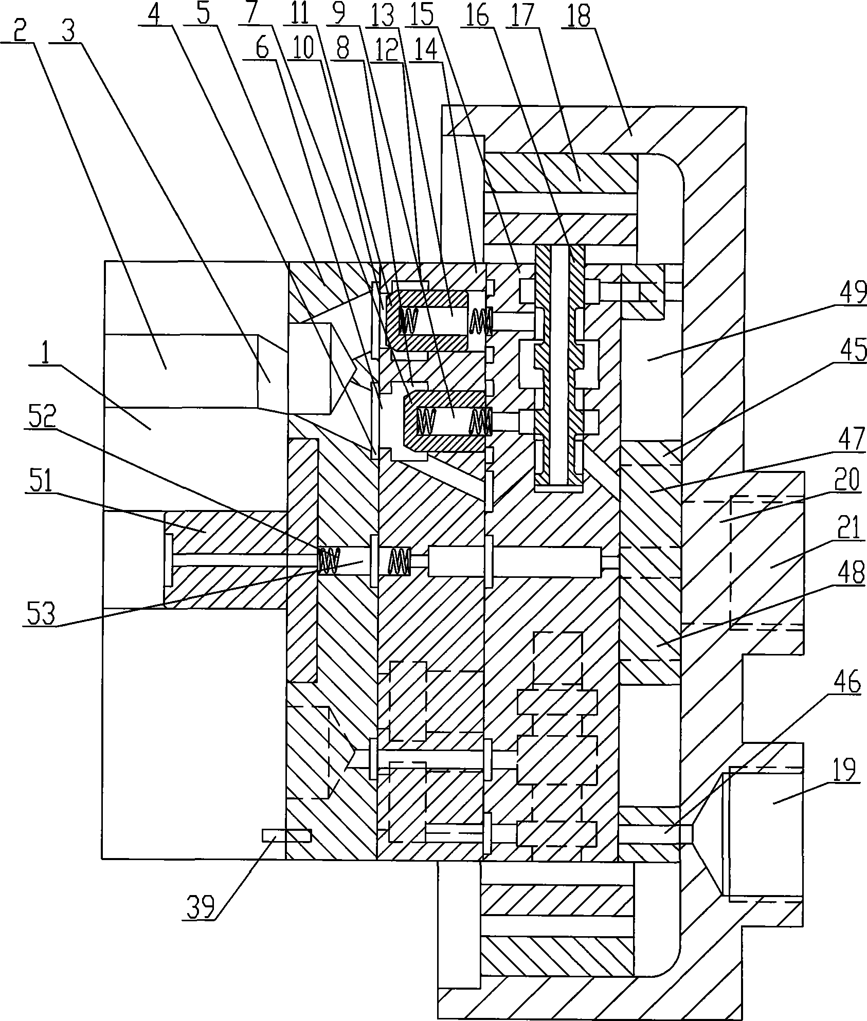 Mechanical-hydraulic guiding virtual displacement variable hydraulic transformer and variable method