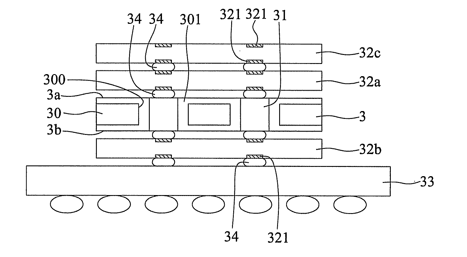 Multi-chip stack package structure and fabrication method thereof