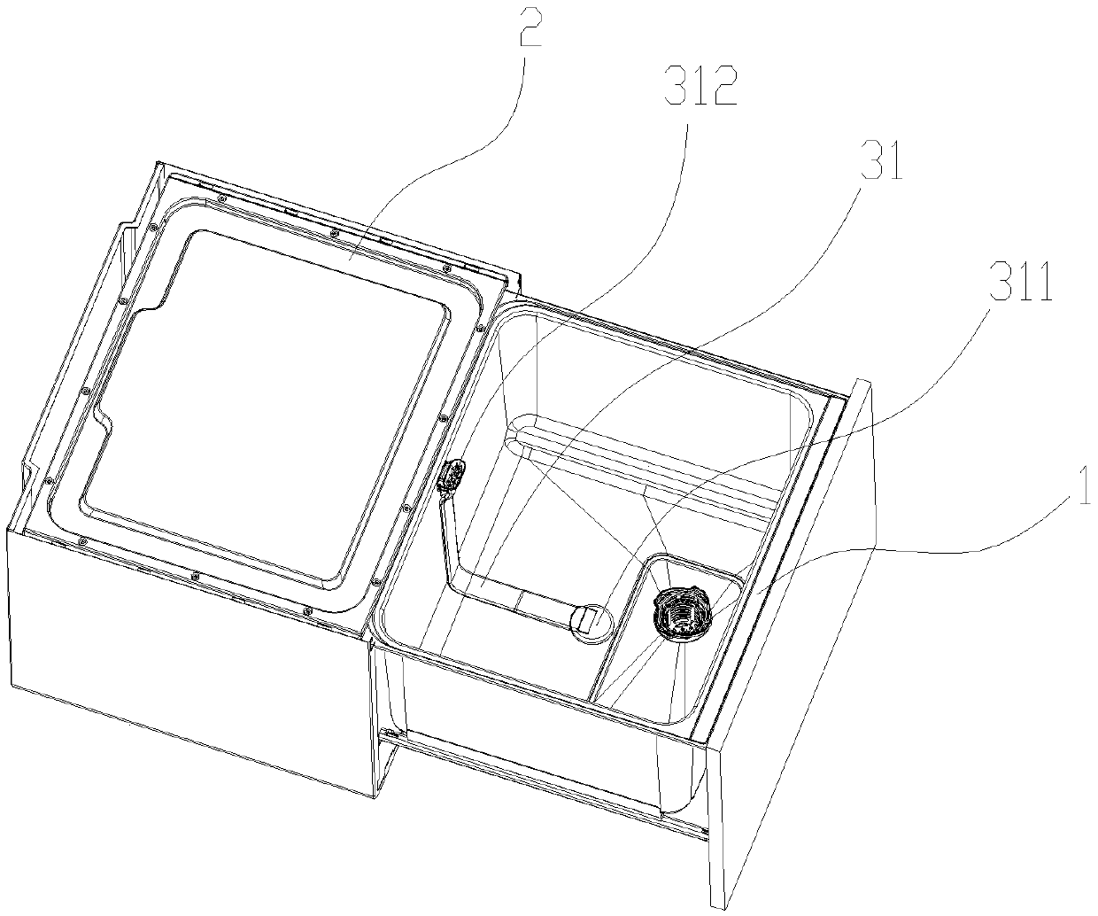 Drawer-type dish washer internally equipped with water pipes