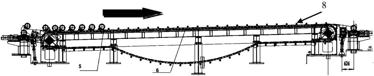 Eliminating method for tempered seamless steel pipe residual stress and adopted bi-directional chain type cooling bed