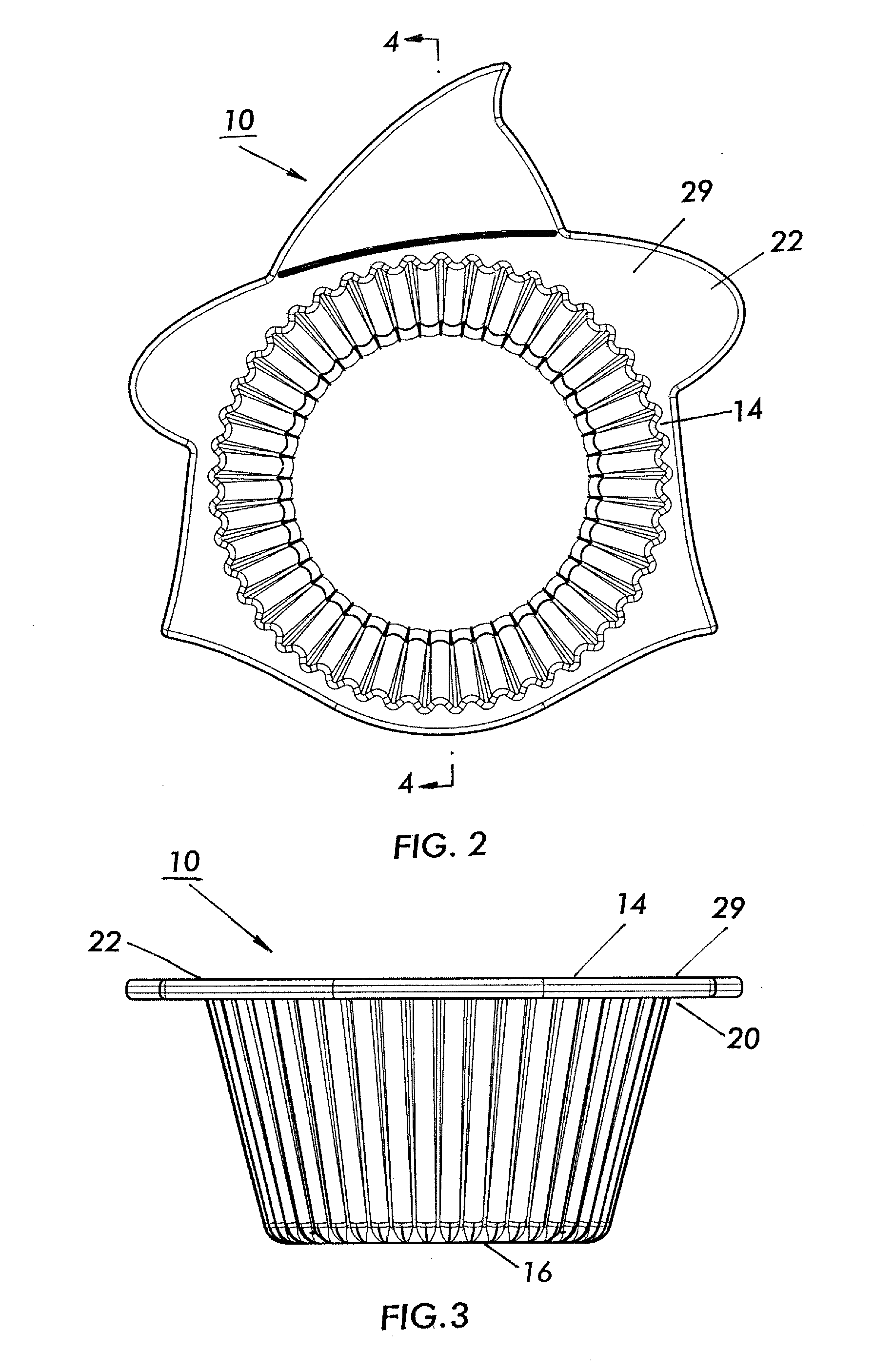 Decorative and stiffened mold for cupcakes, muffins and moldable food