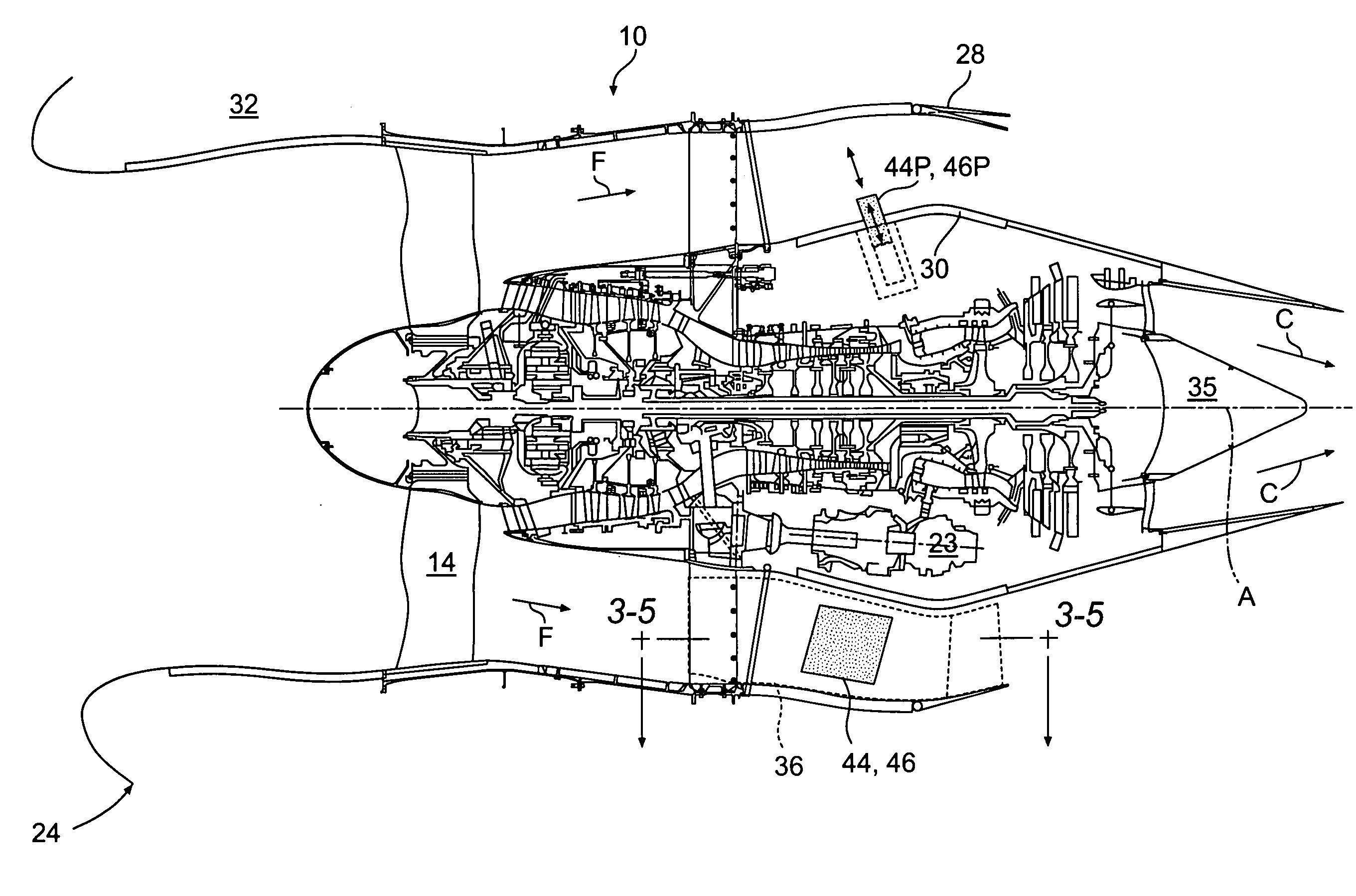 Thermal management system with thrust recovery for a gas turbine engine fan nacelle assembly