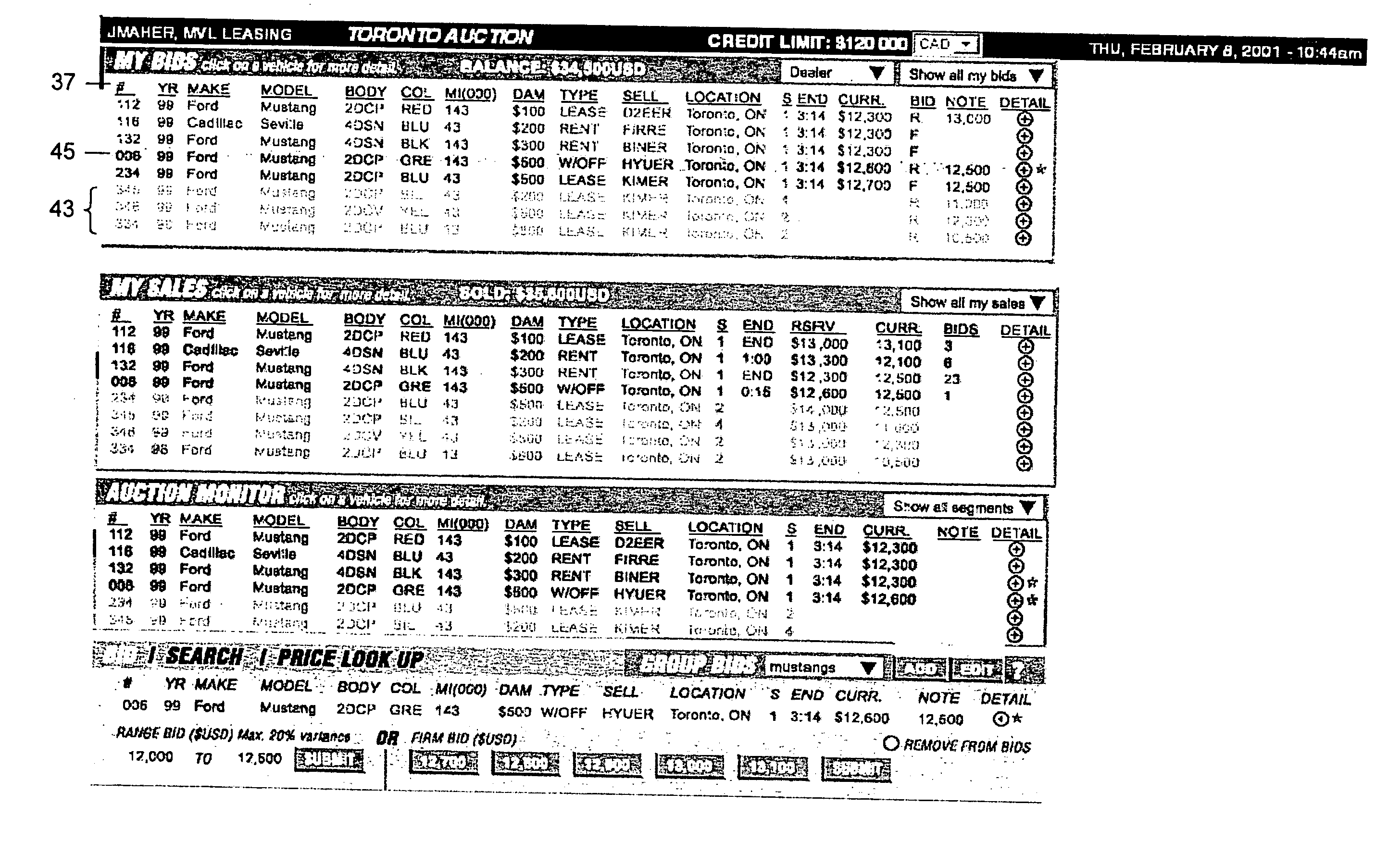 Method and system for an auction