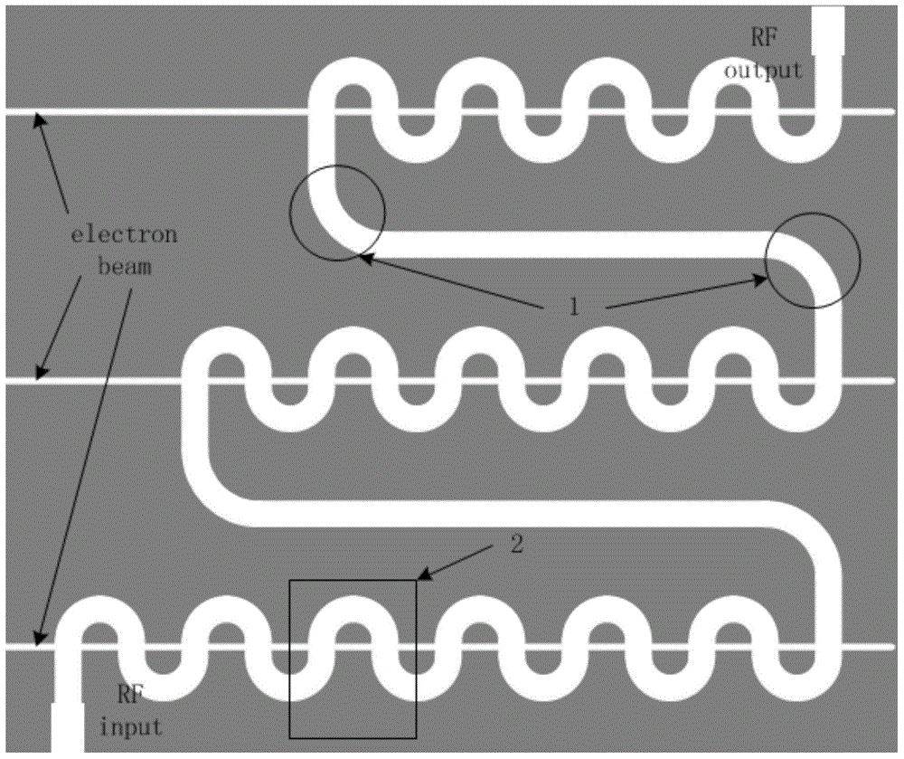 Connecting structure for cascading folded waveguide