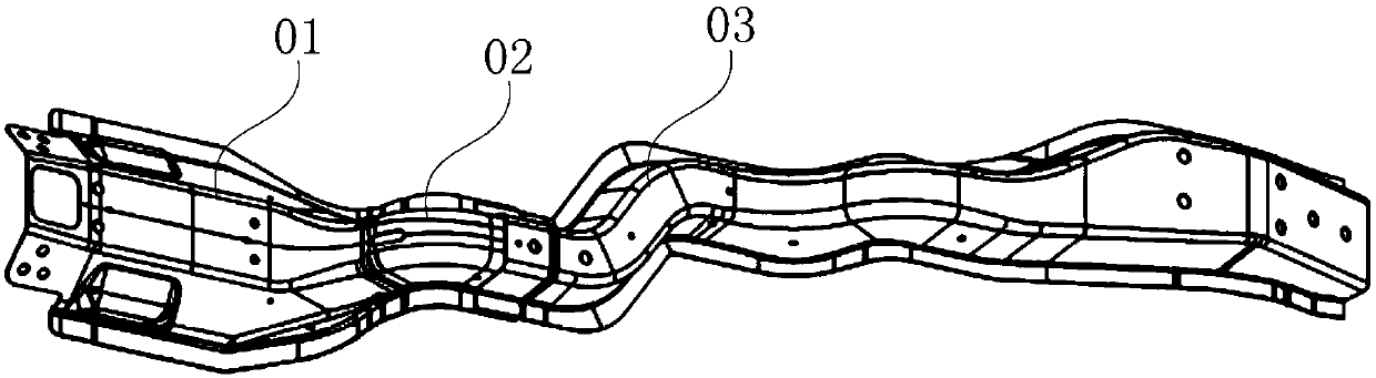 Truck floor longitudinal beam and longitudinal beam drawing die