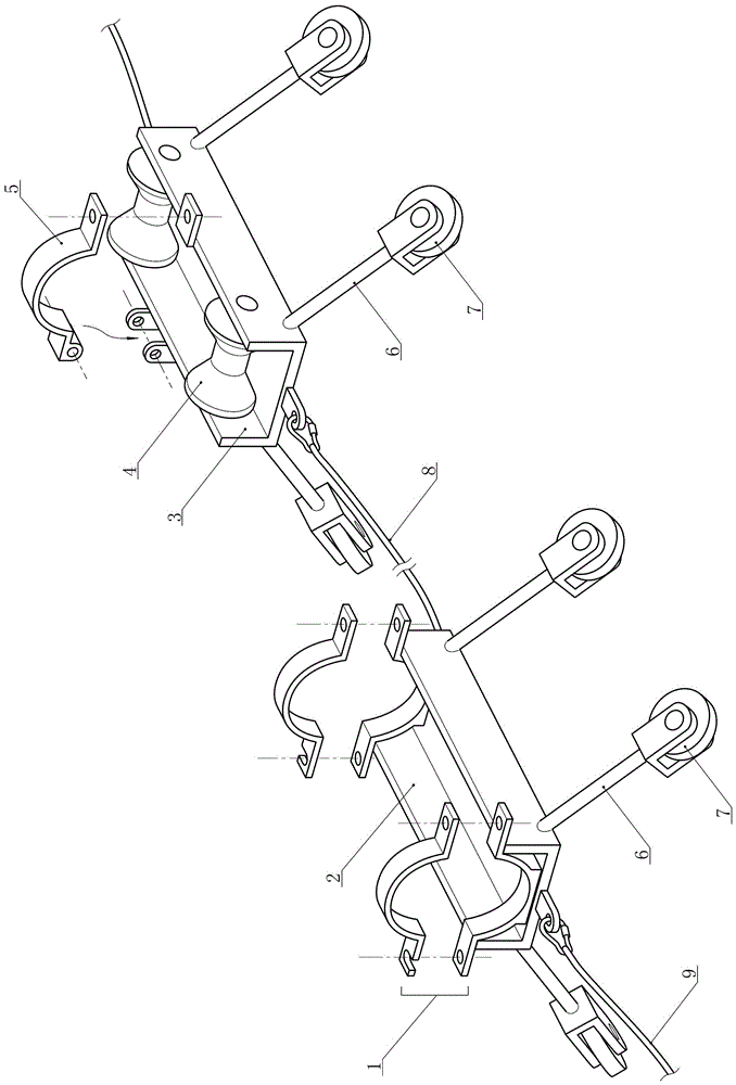 Pipe cable conveying device and method