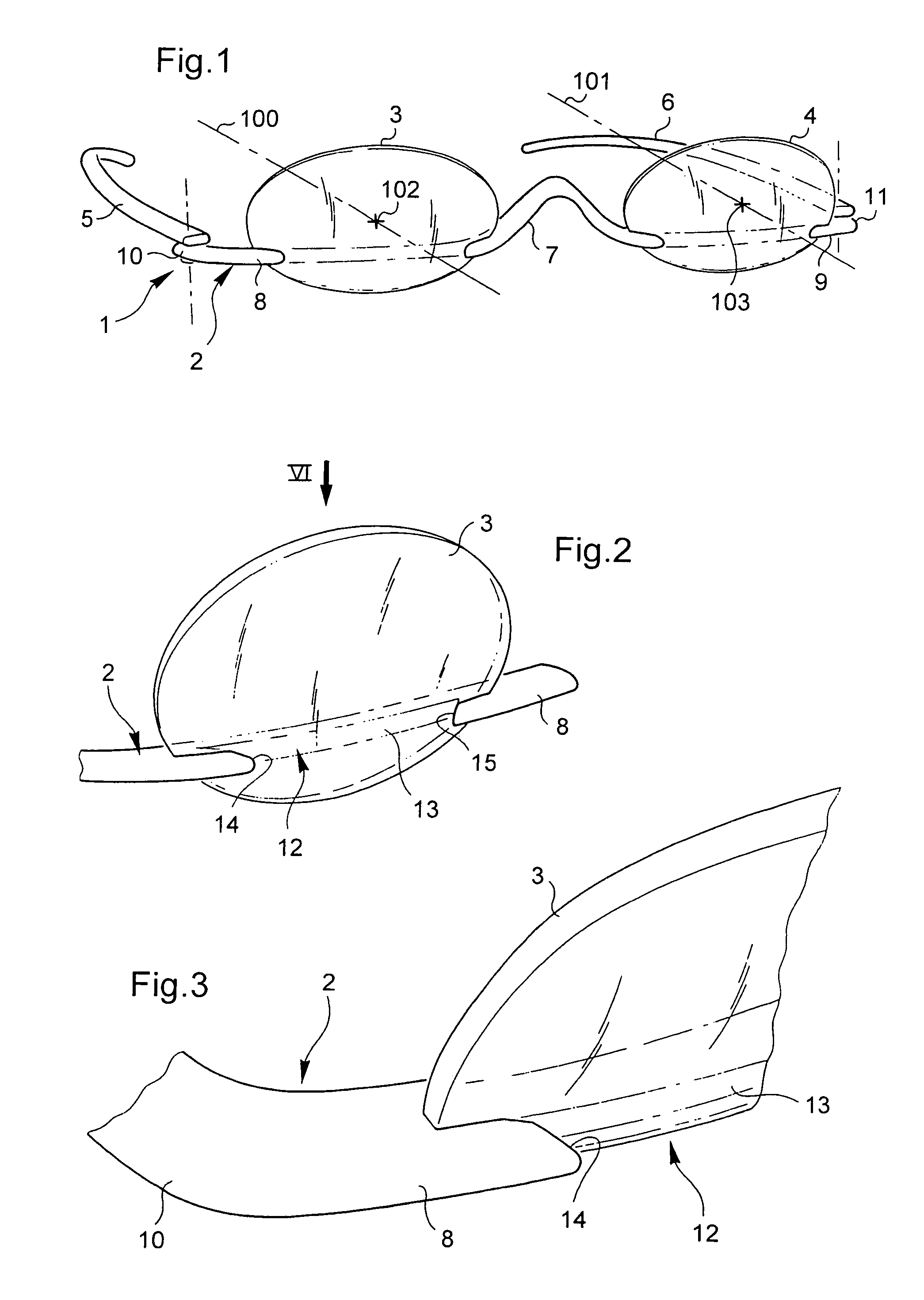 Clipped lens eyeglasses