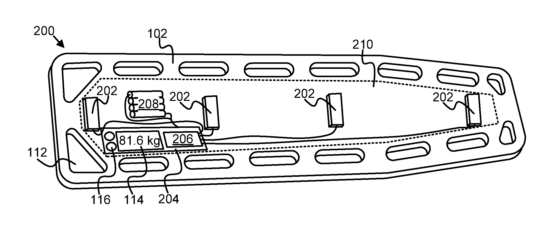 Emergency response backboard with integrated scale