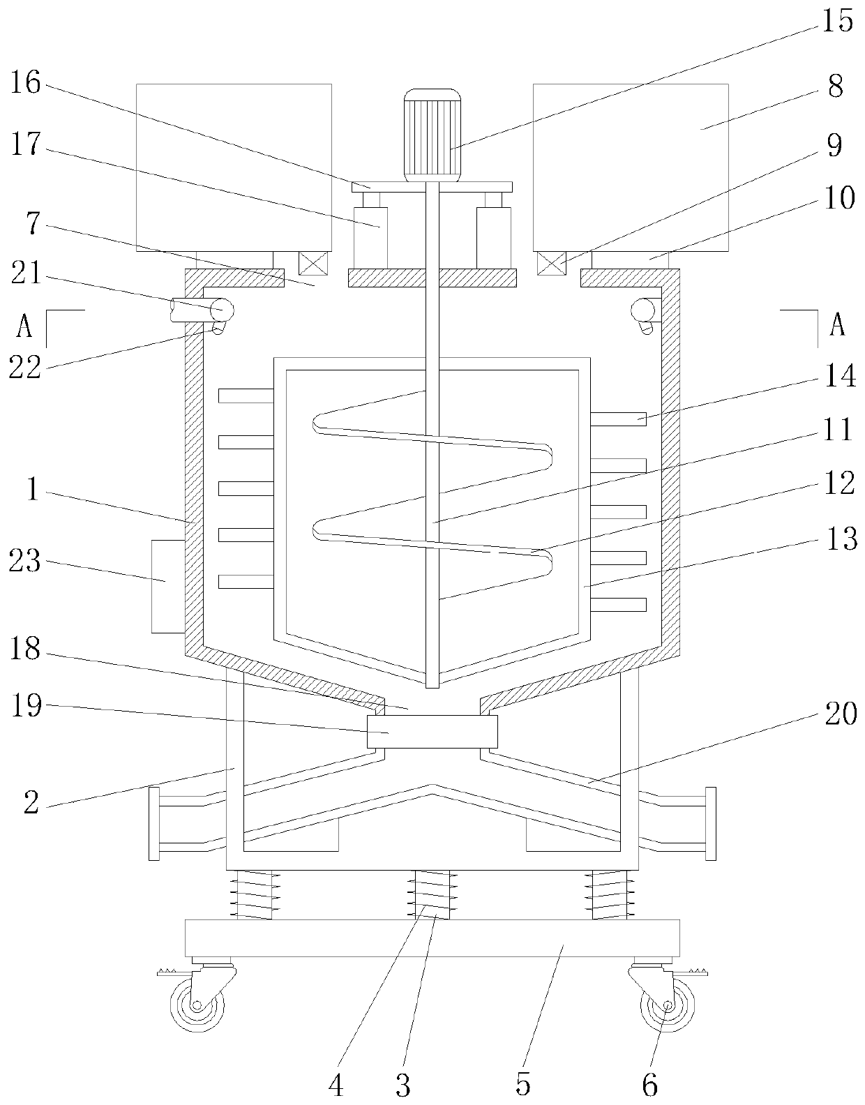 Mixing device for building light wall board production