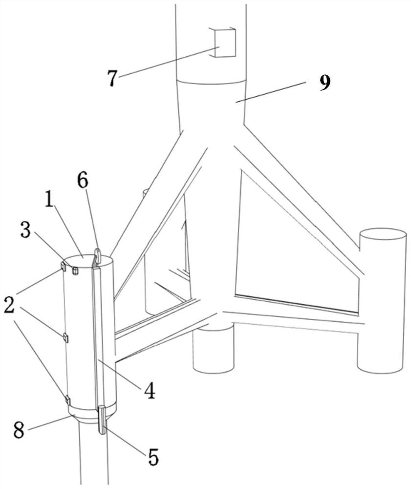 A device and method for monitoring the grouting sleeve of an offshore wind turbine and ensuring operation safety