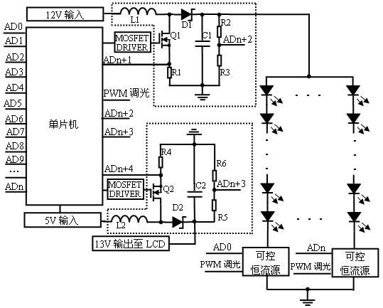 Monolithic integrated LED (light emitting diode) backlight and LCD (liquid crystal display) power supply driving system