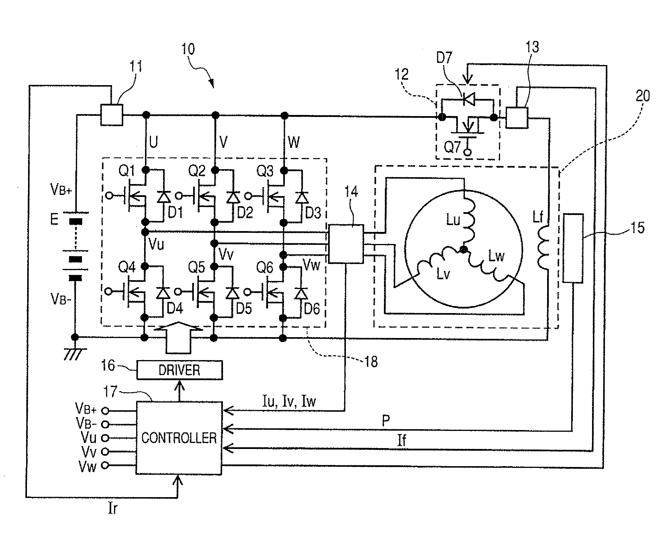 Power converter for electric rotating machine