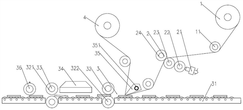 Optical film continuous automatic film covering device and working method