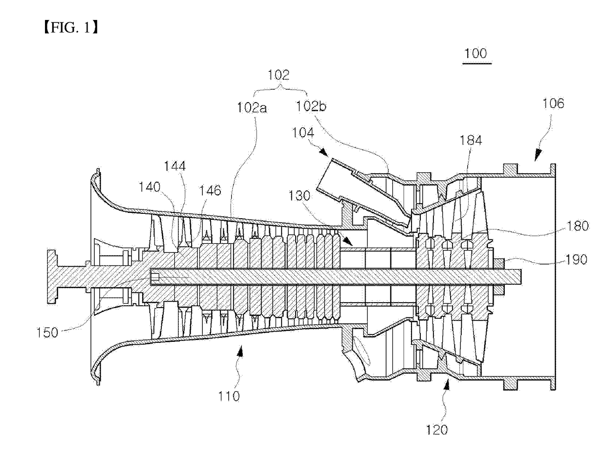 Turbine support structure, turbine and gas turbine using the same