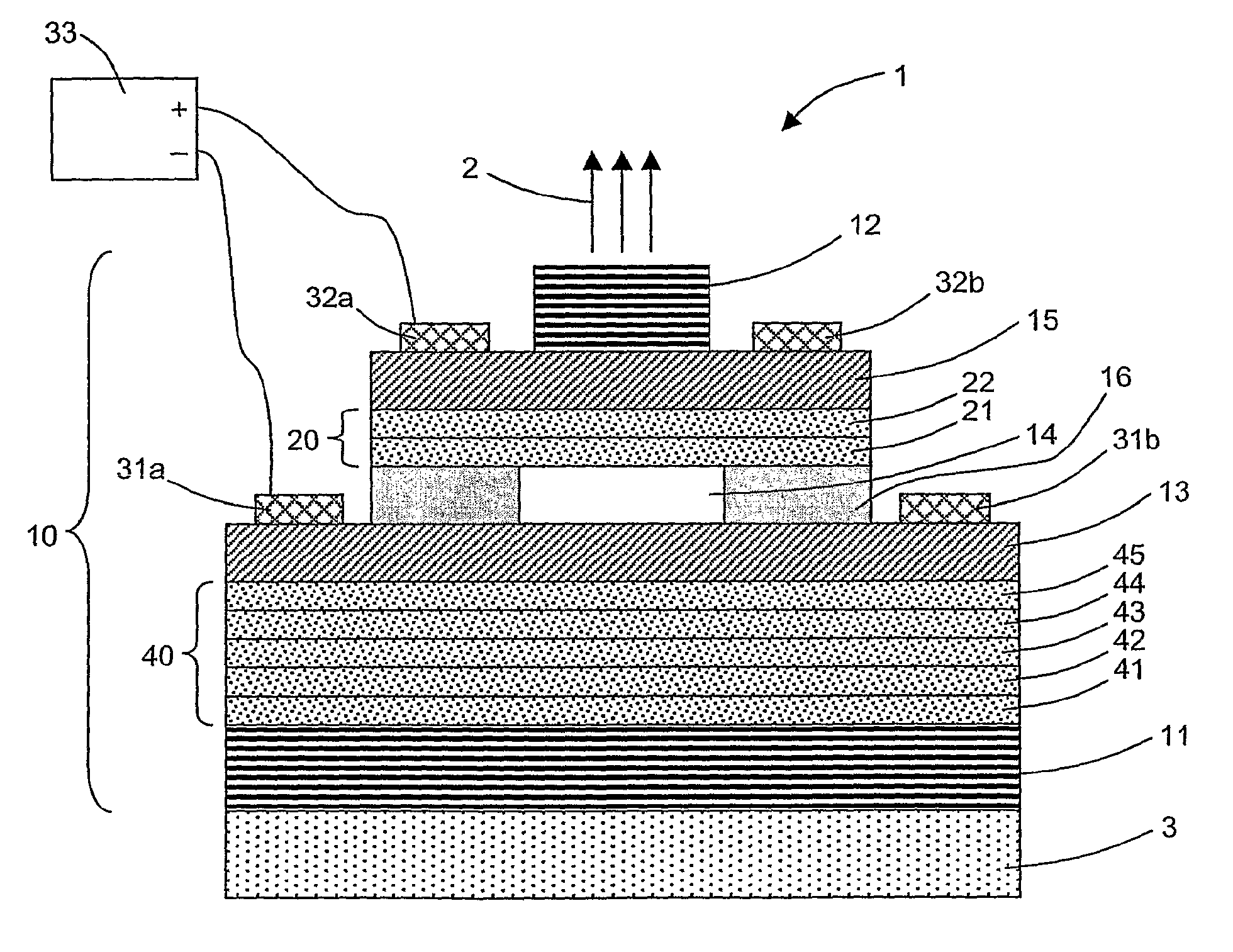 Light emitting system according to a polariton mode with electrical injection of quantum wells