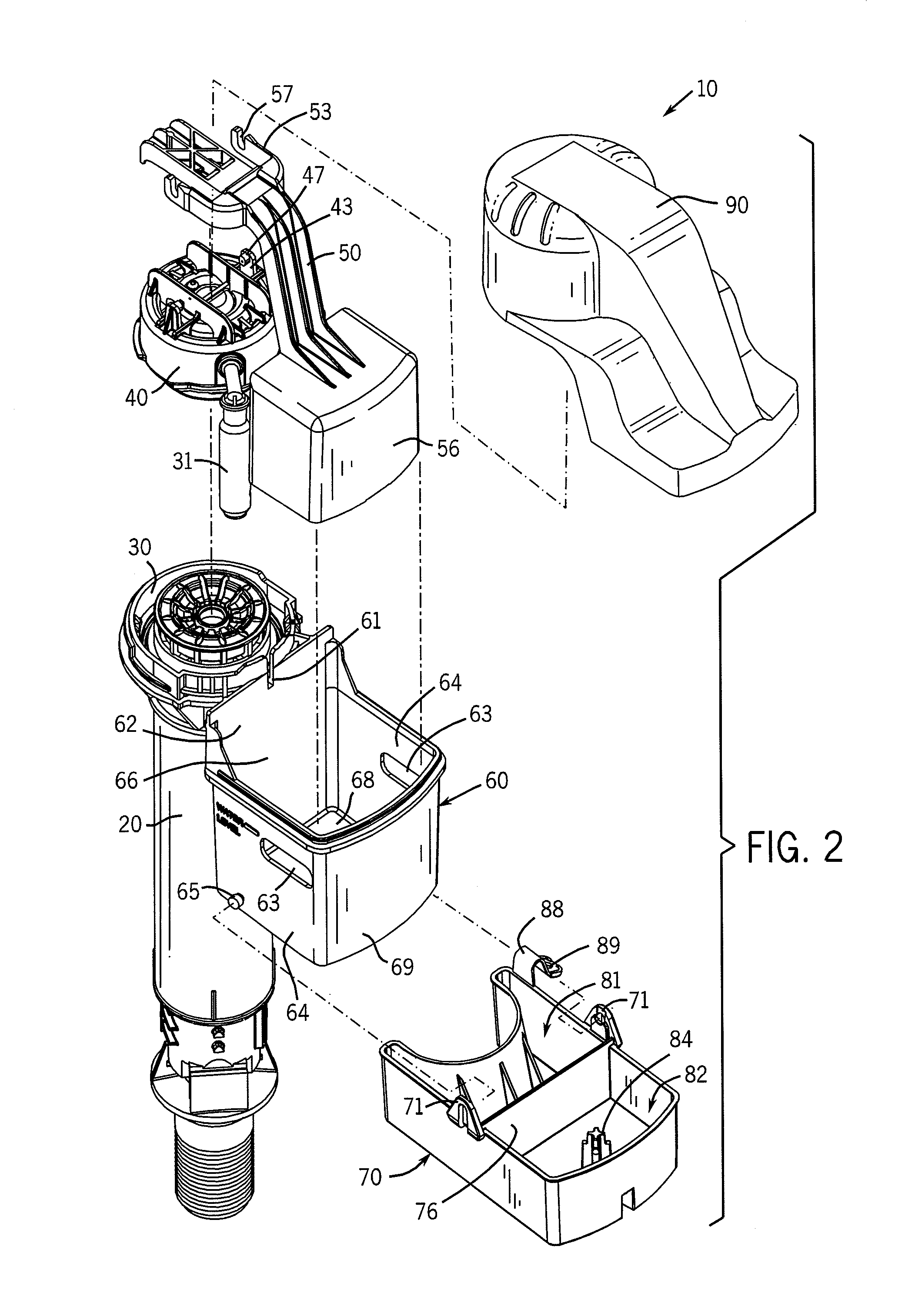 Water saver fill valve and assembly