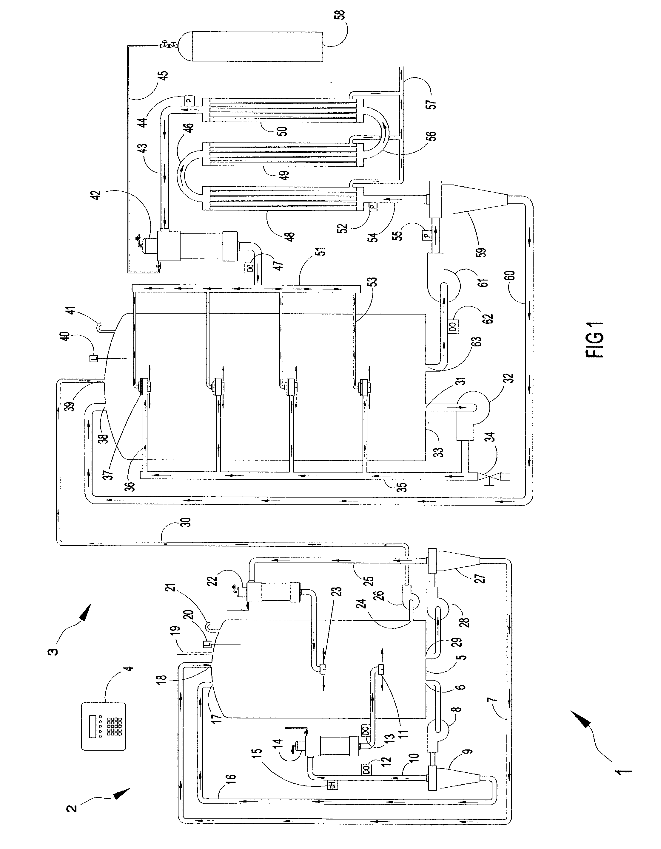 Method and apparatus for treatment of wastewater employing membrane bioreactors