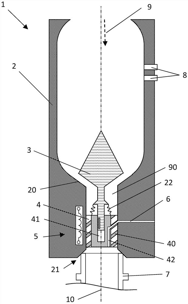 Device for filling filled products