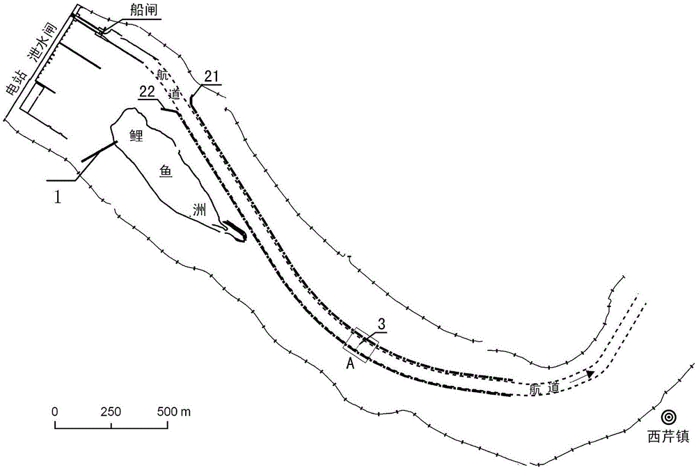 Treating method for descending of water level of channel on downstream near-dam section of ship lock in inland river