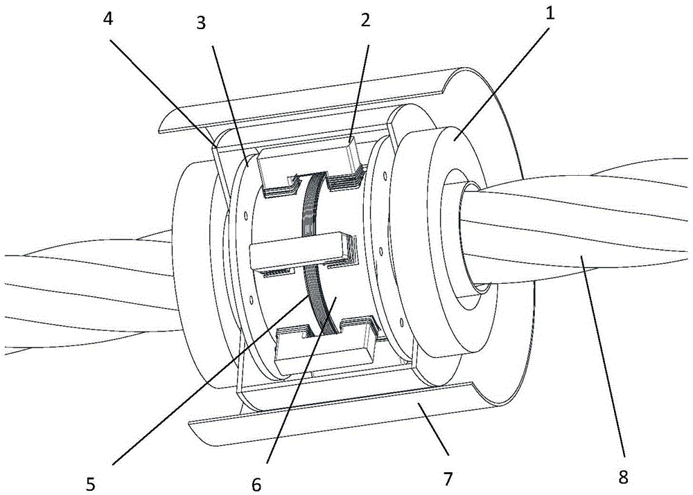 Integral MFL (Magnetic Flux Leakage) and eddy current array sensor for detecting copper-coated/aluminum-coated steel shaft type structure