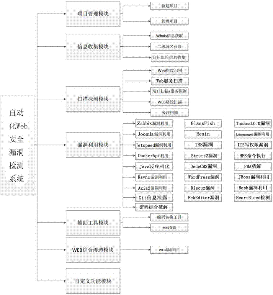 Web security vulnerability detection system and detection method based on information collection