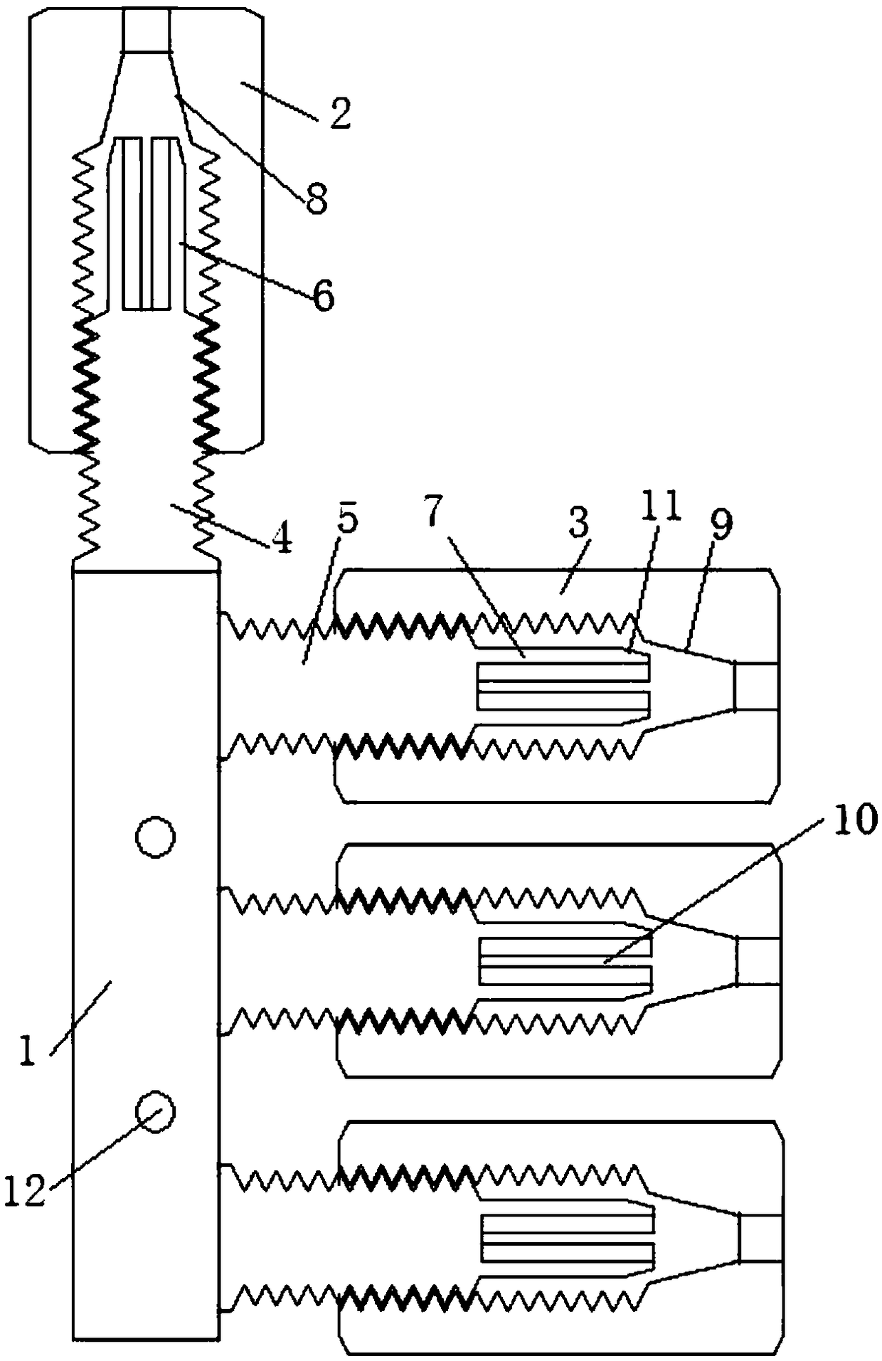 Round wire multi-branch locking connector and connection method thereof