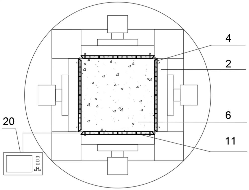 Electrical method monitoring device suitable for true triaxial loading and use method thereof