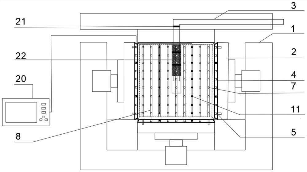 Electrical method monitoring device suitable for true triaxial loading and use method thereof