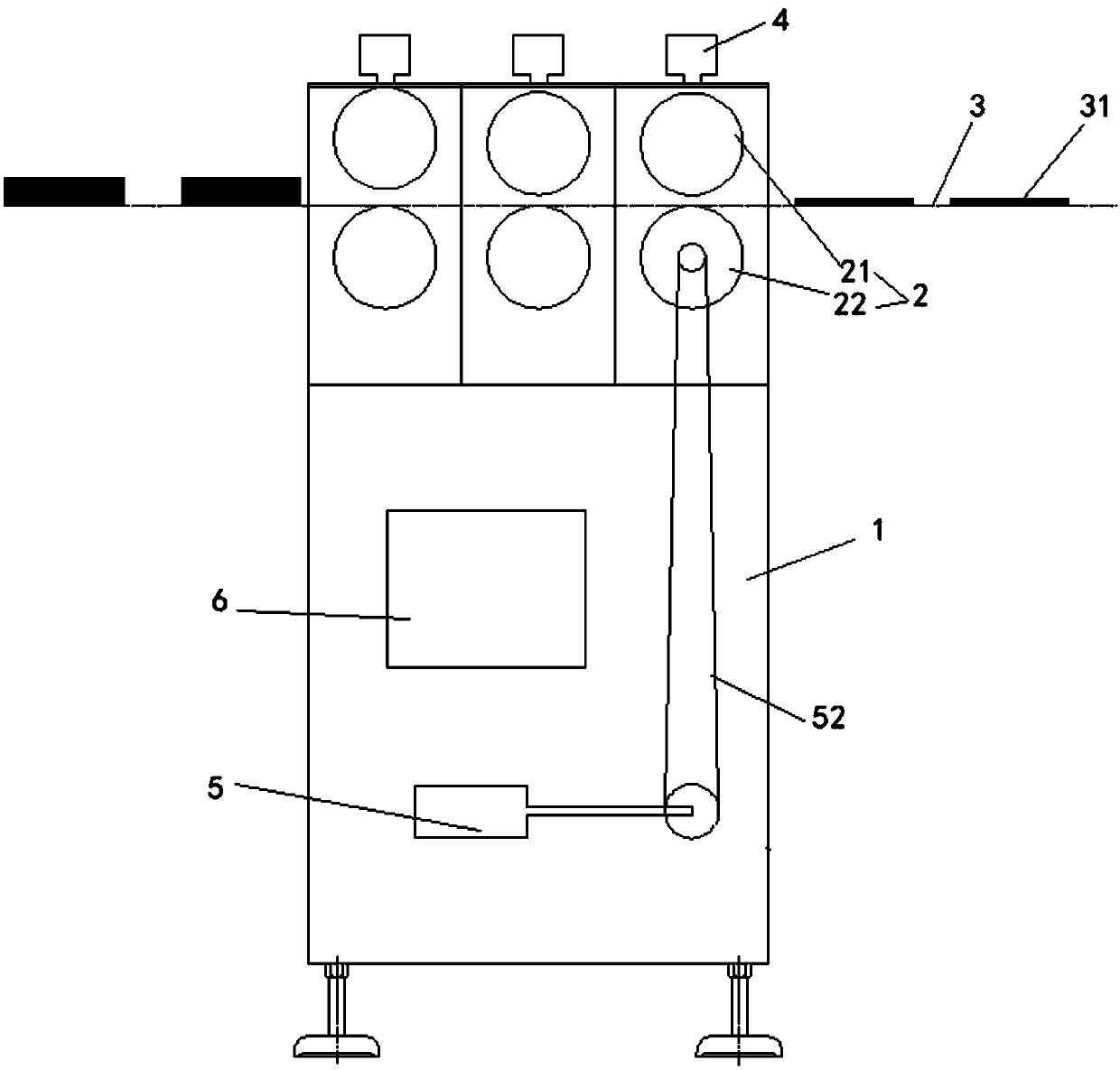 On-assembly-line sheeting machine for operation towels