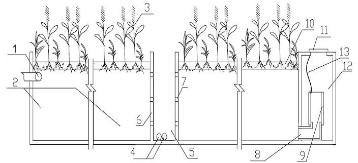 Sewage disposal system for empty tower ecological aeration filter bed