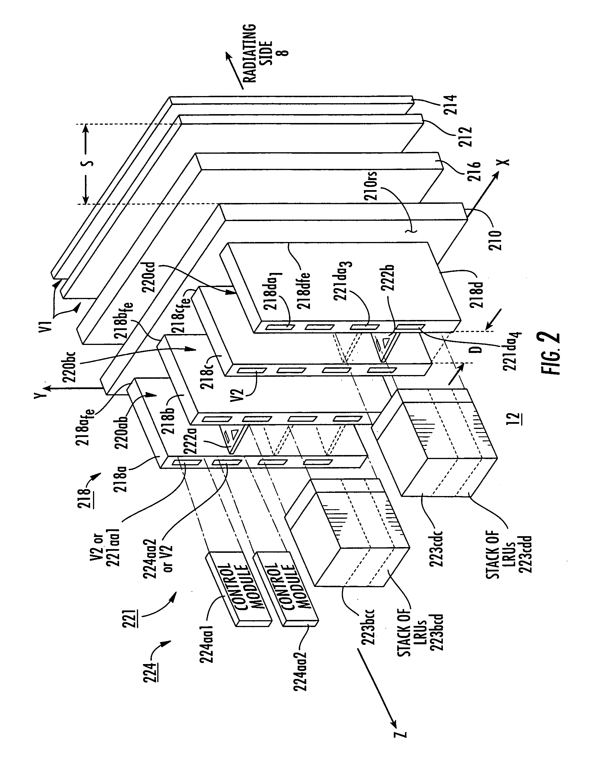 Antenna with compact LRU array