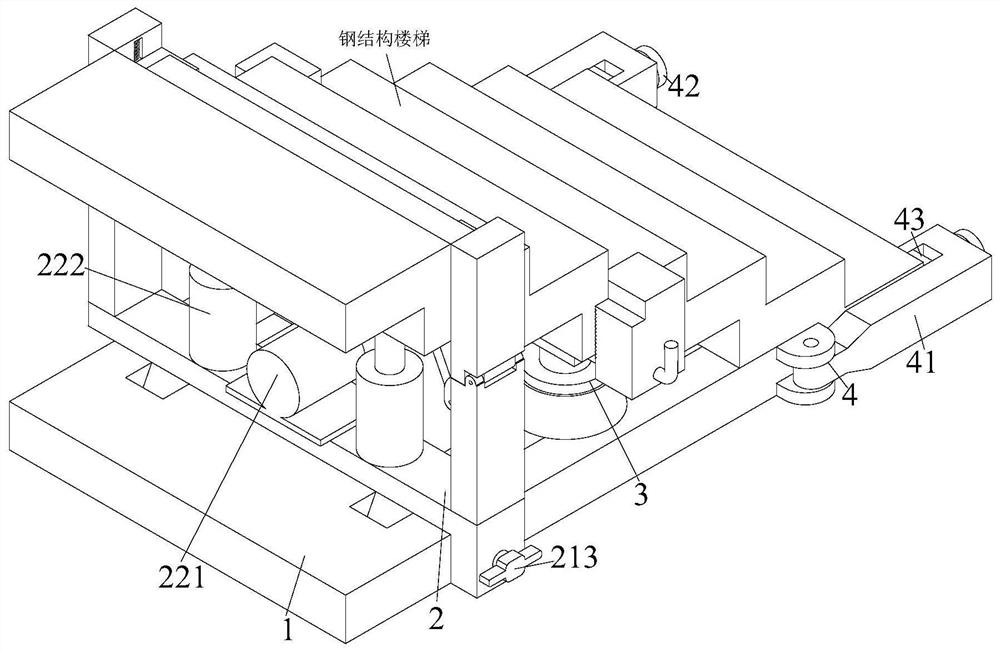 A fixed-point installation support device for steel structure building stairs