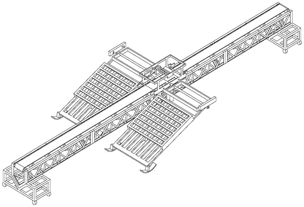 Automatic swinging device for seedling tray conveyor