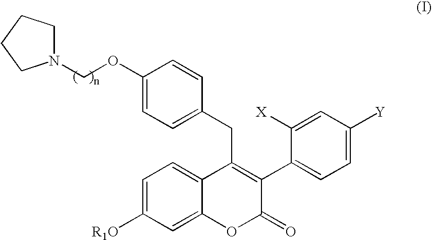 4-((4-(2-pyrrolidinylethoxy)phenyl)methyl)-3-(4-(trifluoromethyl)phenyl)-7-hydroxychromen-2one, pharmaceutically acceptable salts thereof and methods of use therewith