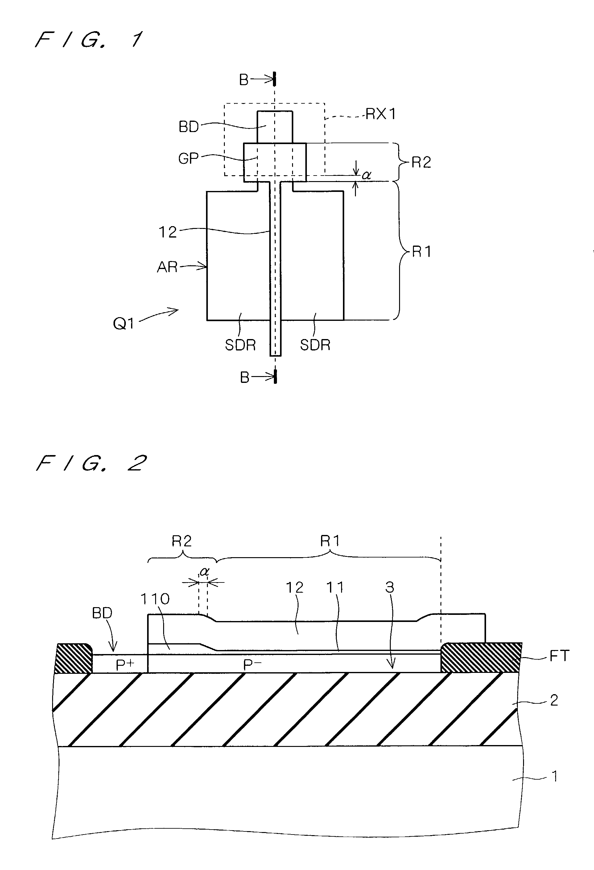 MOS transistor on an SOI substrate with a body contact and a gate insulating film with variable thickness