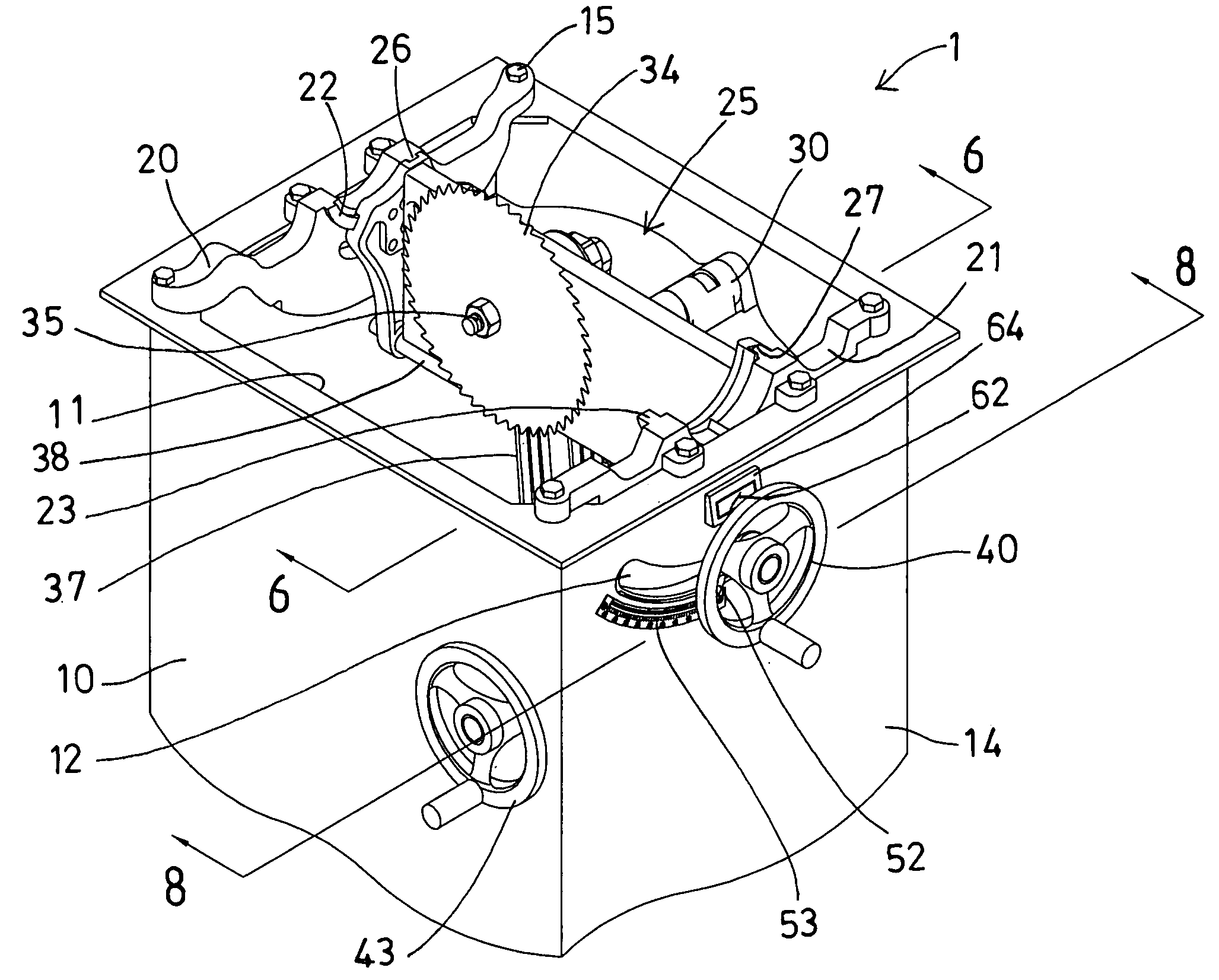 Angle indicating device for table saw