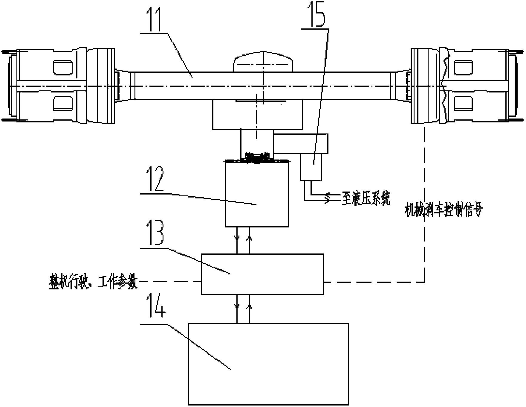 Full-electric controlled container lifting machine with centralized drive axle