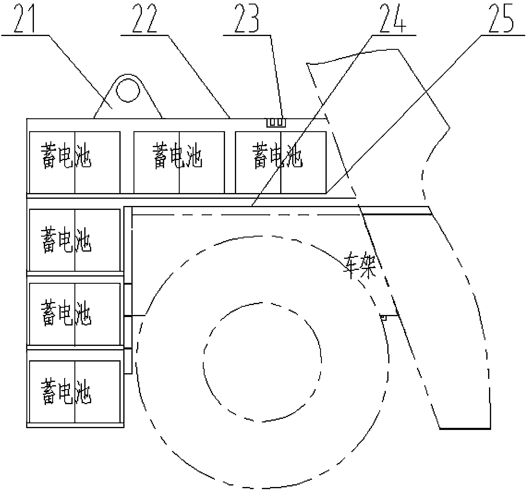 Full-electric controlled container lifting machine with centralized drive axle