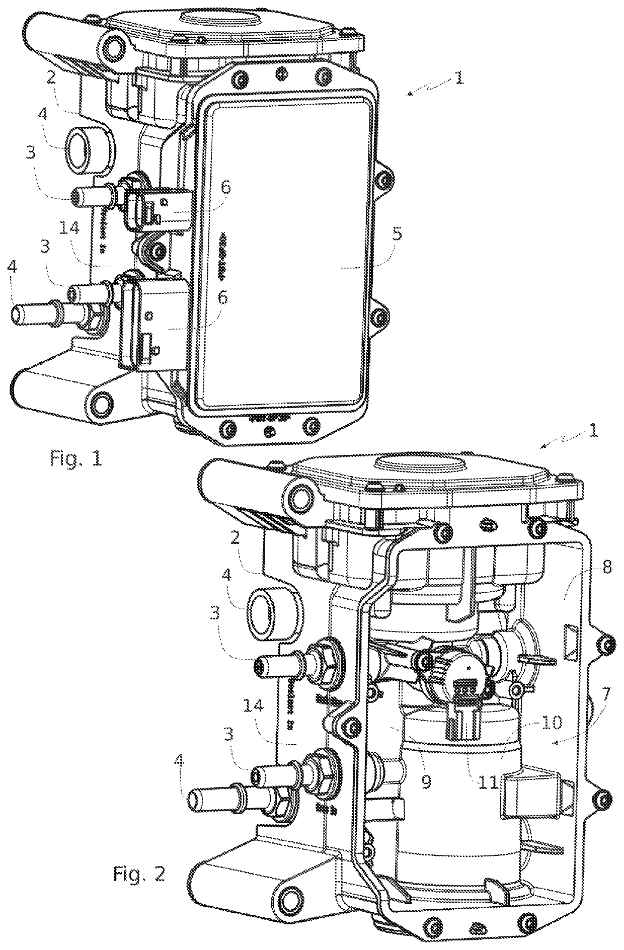 Reducing agent metering module with heat transfer coating