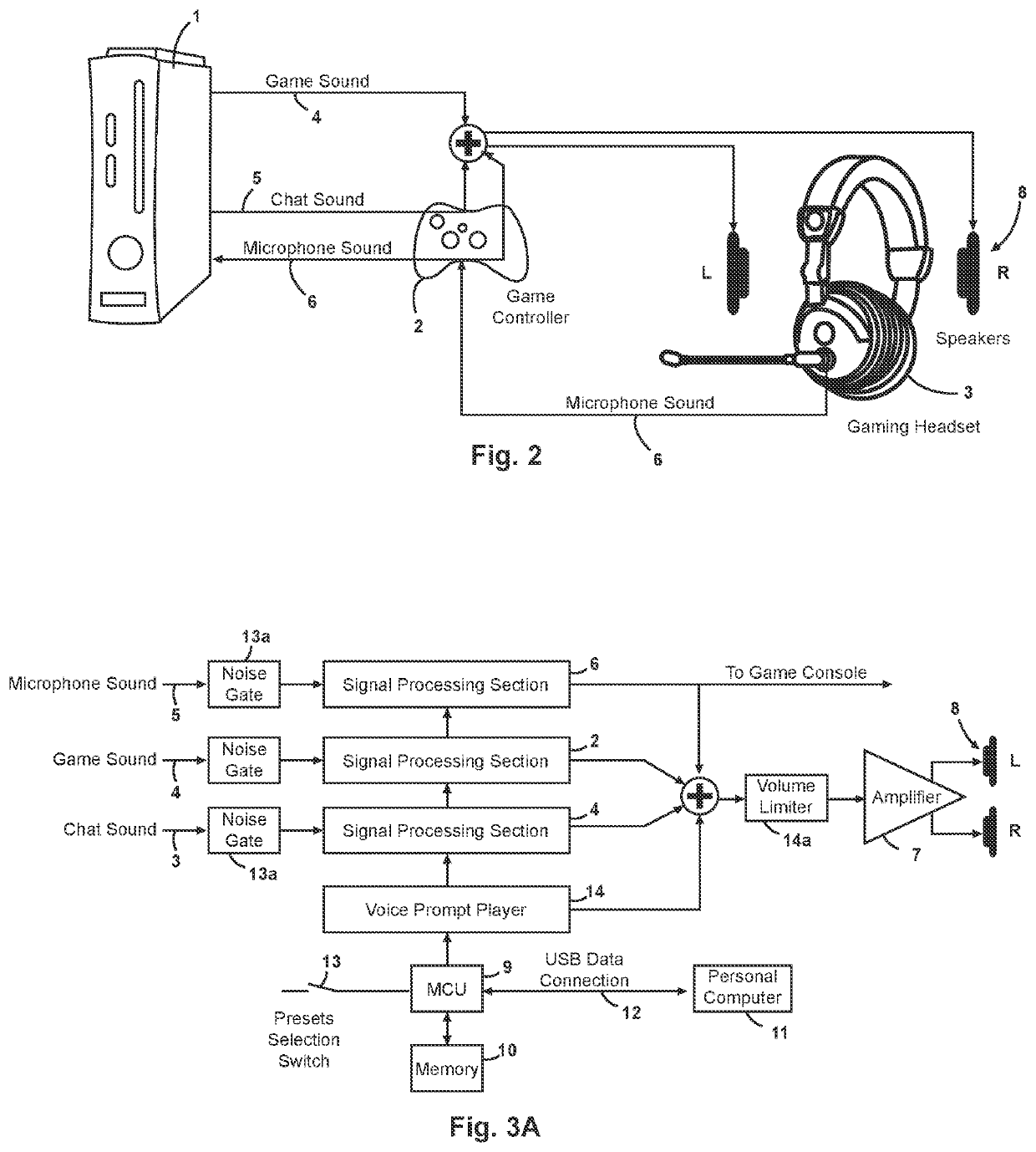 Gaming headset with programmable audio paths